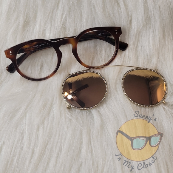 Valentino Diamond Clear Clip-On Sunglasses😎 VA4009 2 Pair in One!! Beautiful😍 - Picture 3 of 10